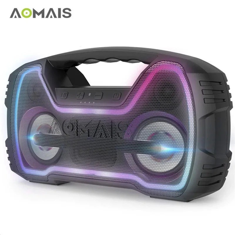 

AOMAIS uGO 25W high power bluetooth speaker RGB light TWS wireless portable subwoofer IPX7 waterproof speaker AUX caixa de som