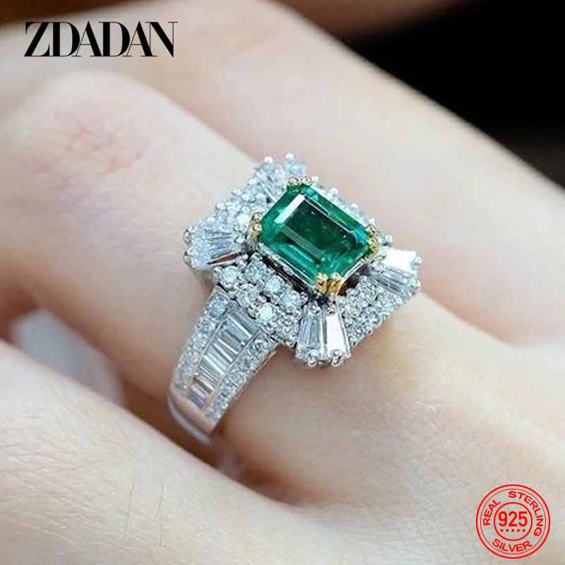 Women's 925 Sterling Silver Emerald Zircon Ring, Wedding Gift