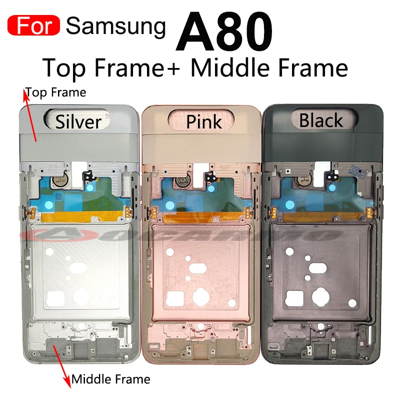 For Samsung Galaxy A80 805F Middle Frame Top Frame Front Panel Bezel Housing Bezel Replacement Repair Parts