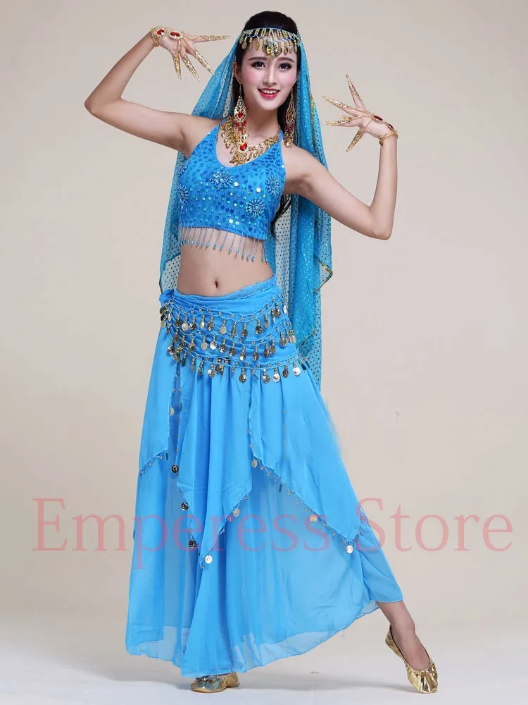 4pcs/Set Professional Oriental Dance Costumes Women Indian Costume for Oriental Bellydance Tribal Belly Dance Costume Set Skirt