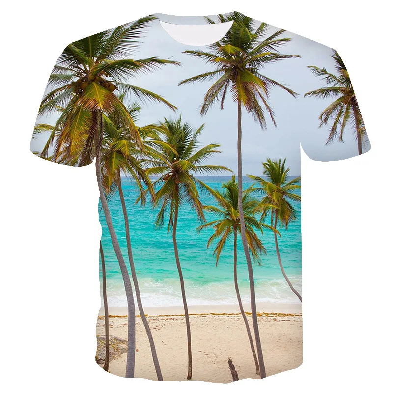 Summer Natural Scenery Pattern Men t-shirt Fashion Interesting landscape graphic t shirts Personality Trend Hip Hop 3D T-shirt