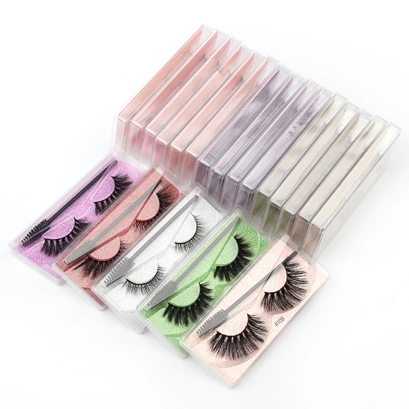 En gros 5/50/100 pièces cils Flase oeil Faux vison naturel longs cils moelleux Volume Faux cils Kit paquet de cils doux
