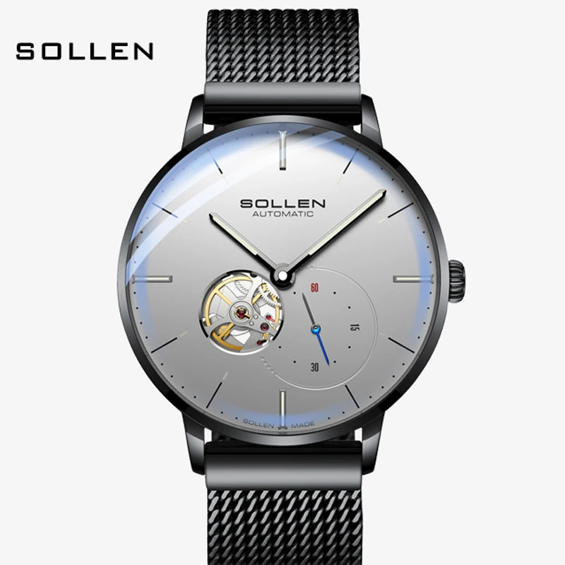 Switzerland SOLLEN Luxury Brand Japan MIYOTA Automatic Mechanical Men Watches Sapphire Waterproof Luminous Skeleton Clock SL305X