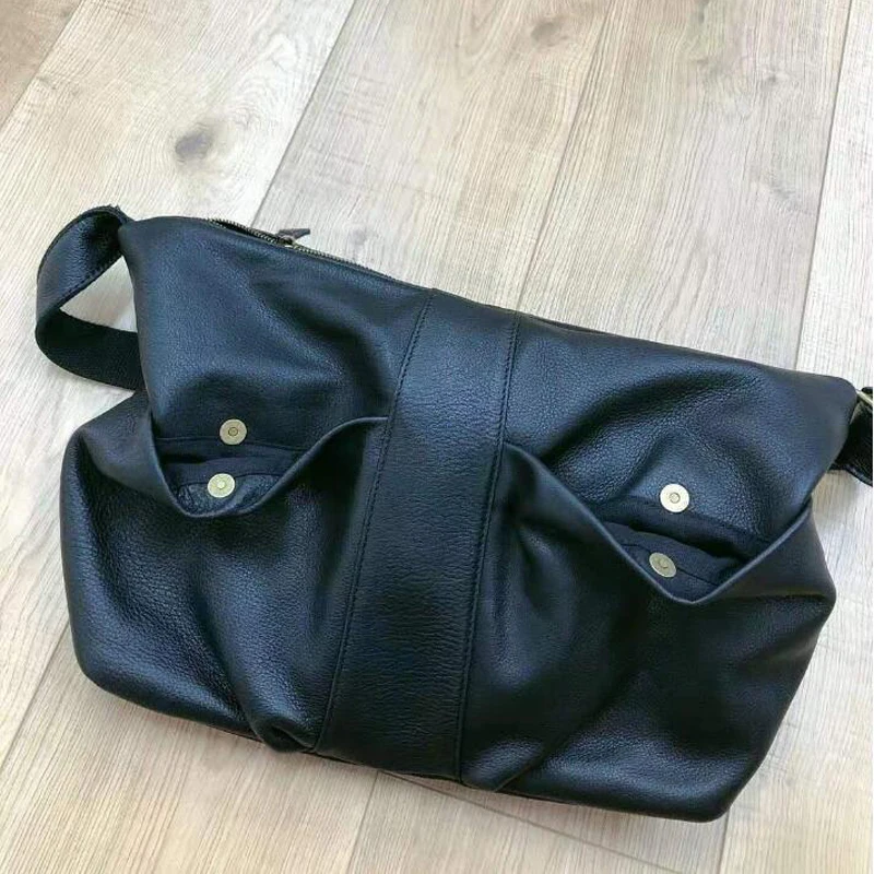 Echt leder Sack Schulter Damen Taschen zwei Out Taschen Designer Schulter Umhängetaschen für Frauen Universität Handtaschen – Detail 16