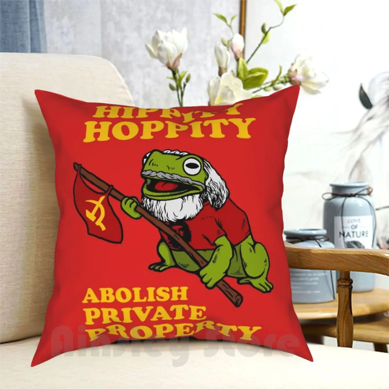 Hippity Hoppity Abolish Private Property Pillow Case Printed Home Soft Throw Pillow Communist Memes Socialist Memes