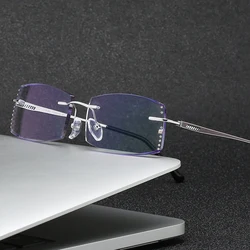 ZIROSAT 6601 Pure Titanium Rimless Diamond Cutting Man Glasses Frame Optical Prescription Eyeglasses Men Eyewear Fashion