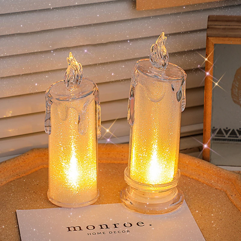 Flameless LED Light Candle Desk Electronic LED Candle Night Lamp Dating Party Holiday Weeding Valentine's Day Home Decoration