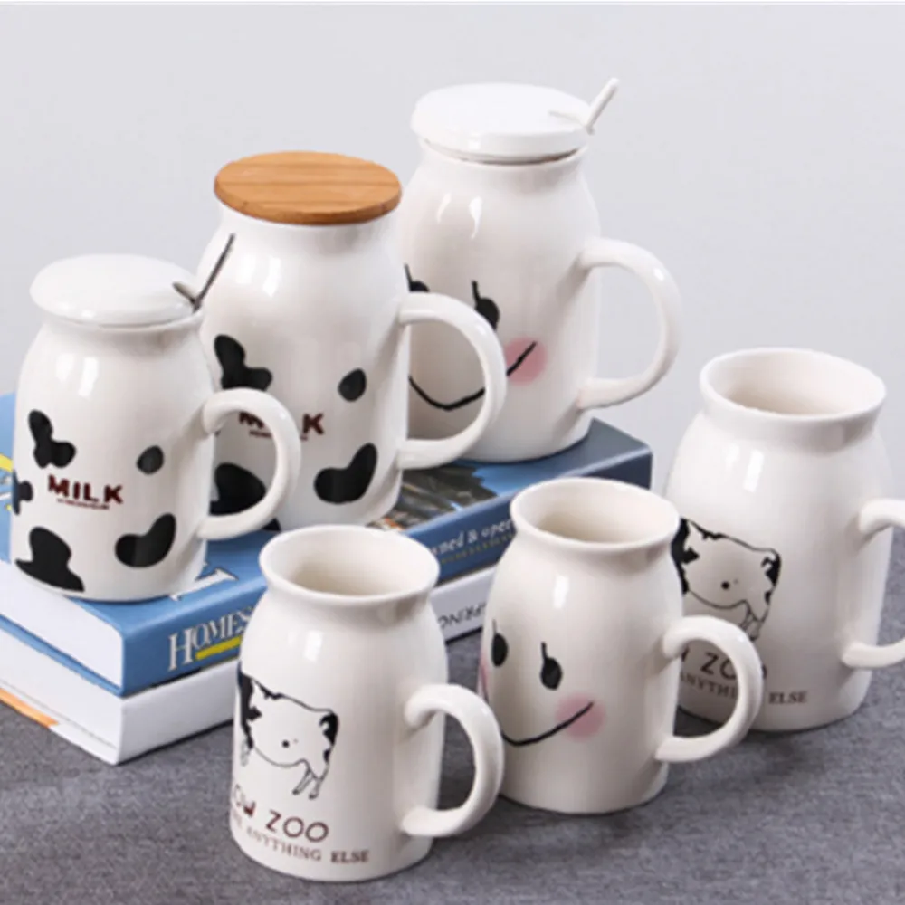 250ML Hot Groceries Creative3D cow style Breakfast Milk Coffee Ceramic Cup Promotional Gifts White Ceramic Cup