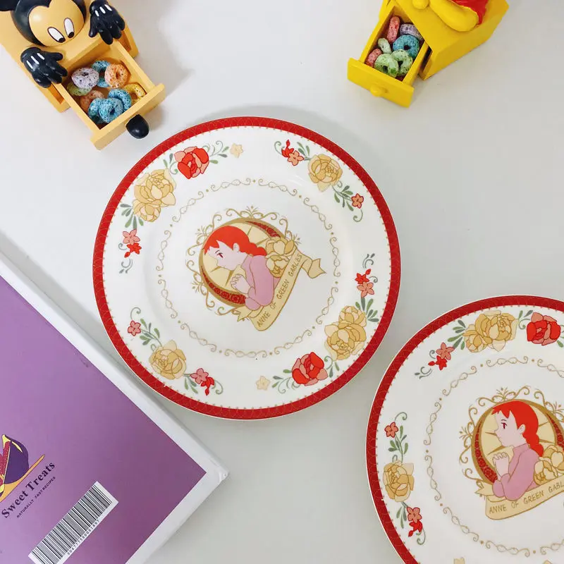 INS Style Cute Girl 8 inch Ceramic Tableware Dessert Plate Steak Salad Snack Cake Plates Tableware Bread Dinner Dishes