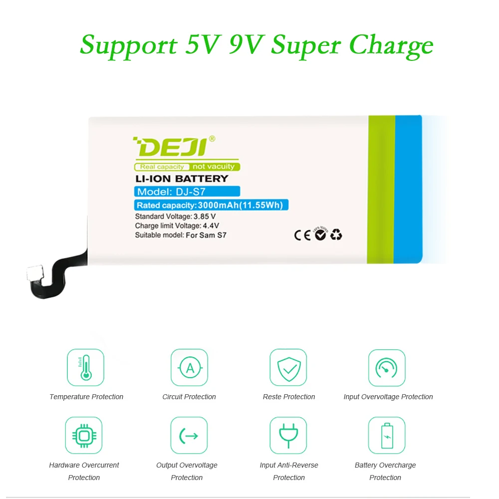 DEJI For SAMSUNG S7 Battery Real Capacity 3000mAh Internal Bateria Replacement for S7/G9300/G9308/G930P