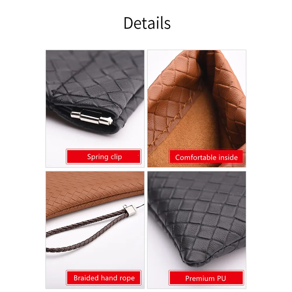 1pcs Simple Retro Pu Leather Woven Glasses Box For Eyeglass Women Portable Glasses Case Men Sunglasses Bag Holder Accessories