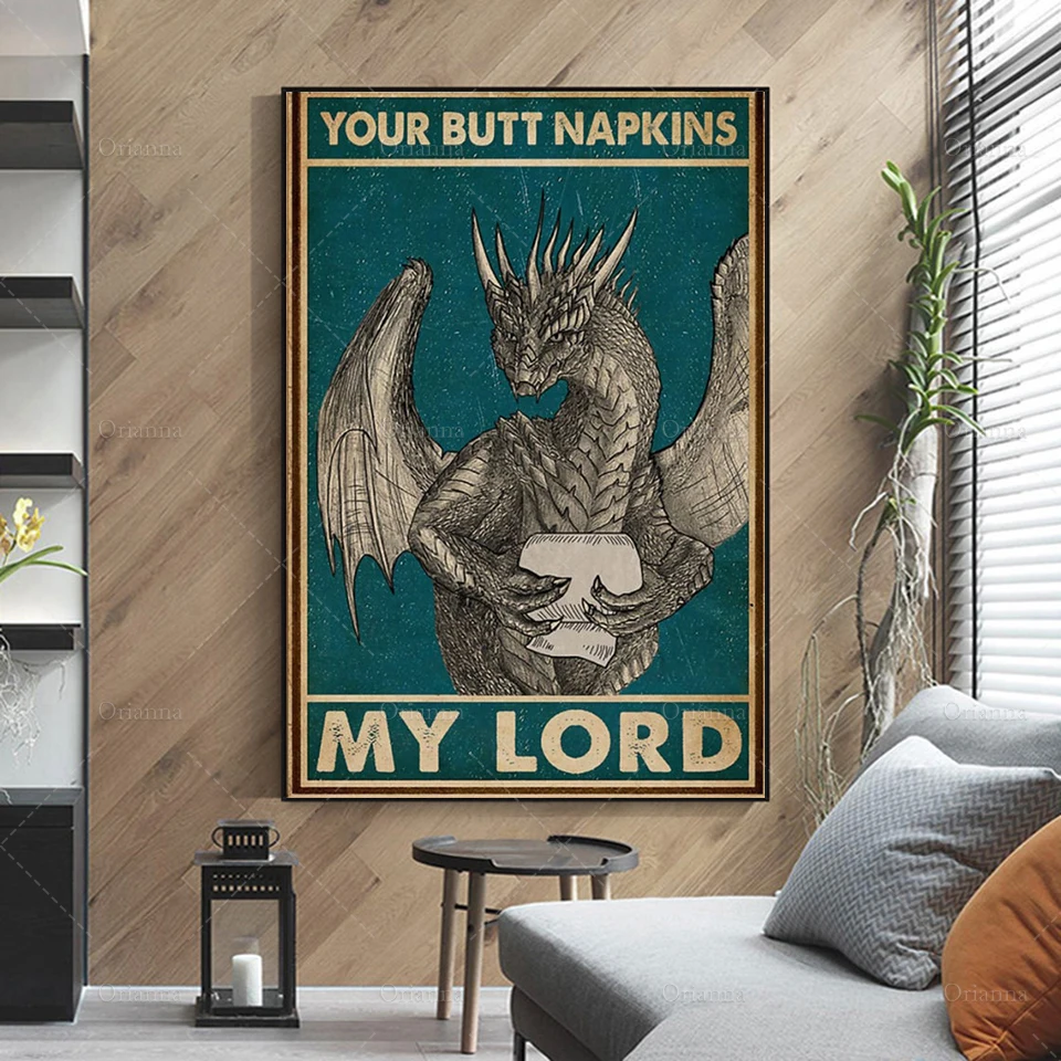 Your Butt Napkins My Lord Dragon Vertical Poster, Modern Home Decoration Abstract Wall Art Oil Painting Canvas Unique Gift