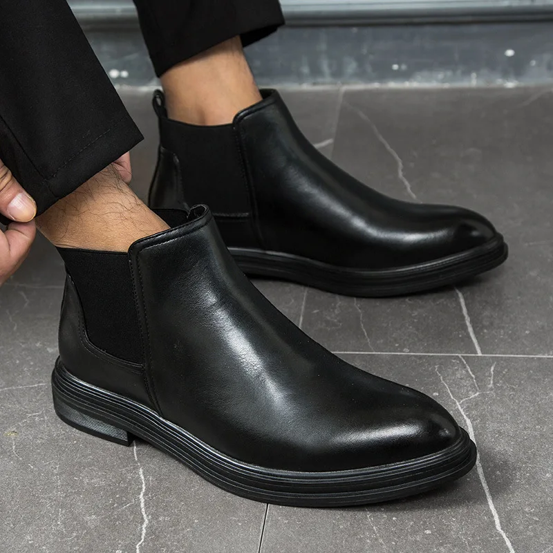 Winter Chelsea Boots Men Leather Shoes Men Ankle Boots Fashion Brand Autumn Winter Male Footwear 2019 fgb5