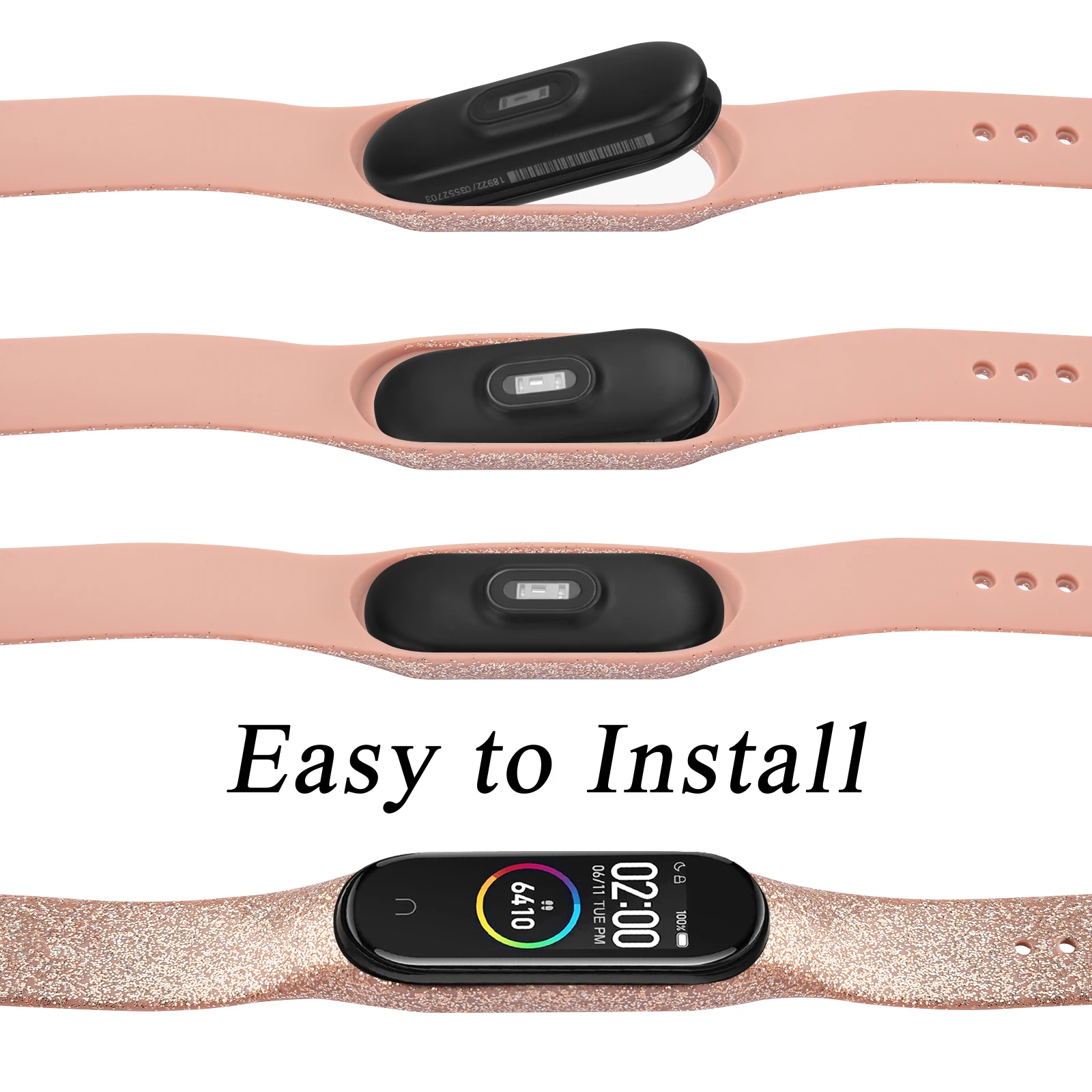 Elegant Bling Strap Band For Xiaomi Mi Band 4 3 Silicone Anti-sweat Replacement Wristband For Xiaomi Mi Band 5 6 Sport Bracelet