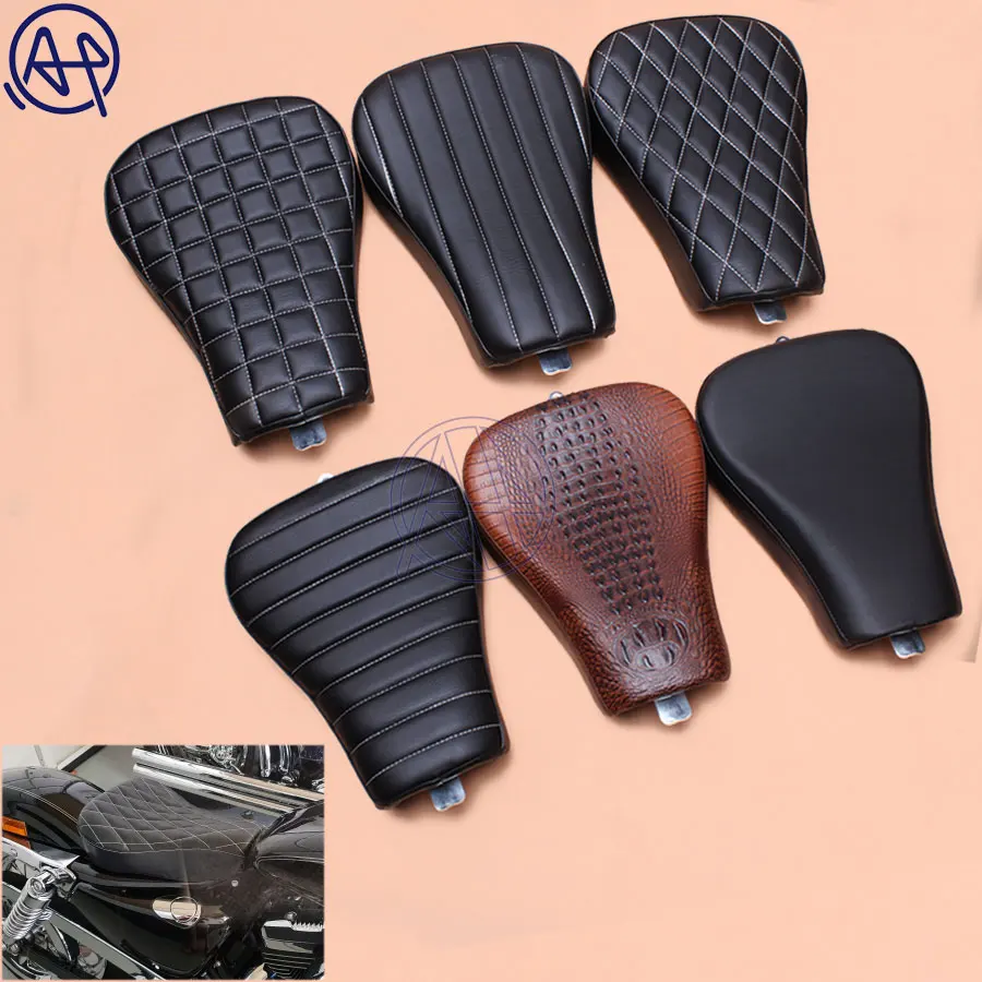 1pcs Motorcycle Front Driver Seat Synthetic Leather Pillow Solo Cushion Black For Harley Sportster Forty Eight XL1200 883 72 48