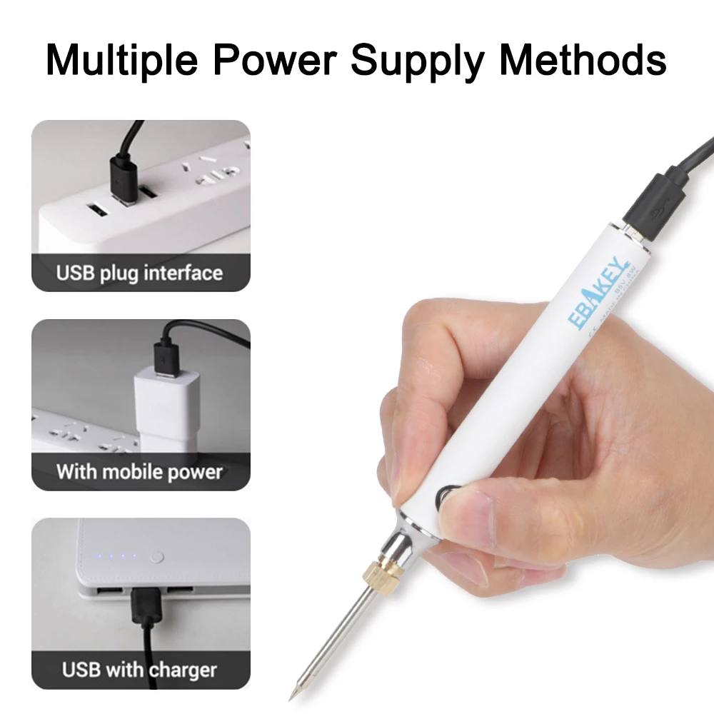 ชุดเครื่องเชื่อมเหล็กไฟฟ้า USB แบบพกพาปรับอุณหภูมิได้3ระดับ5V 8W เครื่องมือซ่อมงานเชื่อม