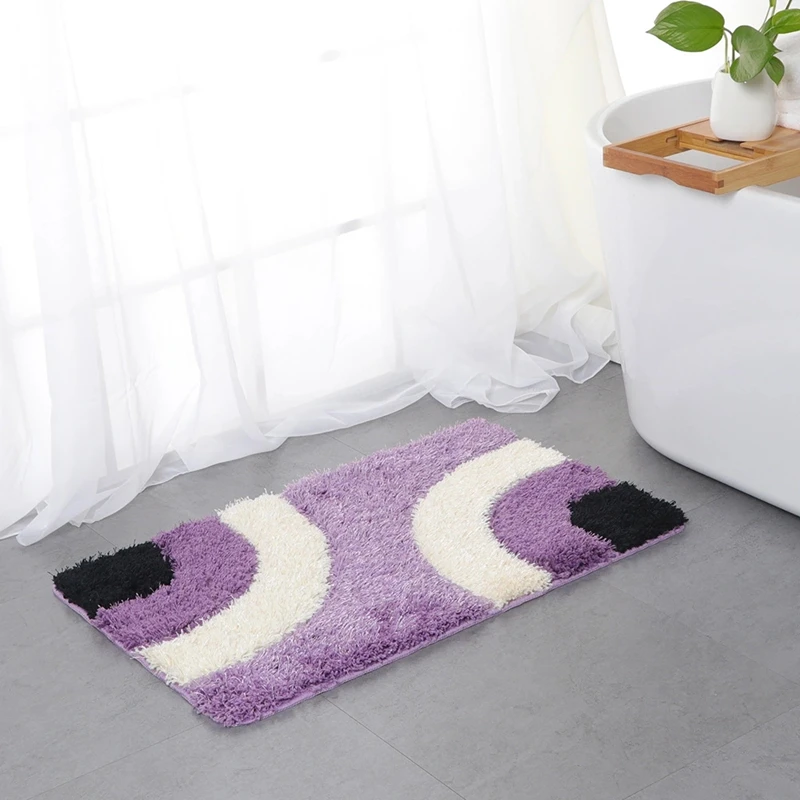 Geometric Style Bathroom Mat, Rectangular Bathroom Carpet, Toilet Mat Set, Water Absorption Bath Mat, 3 Pcs