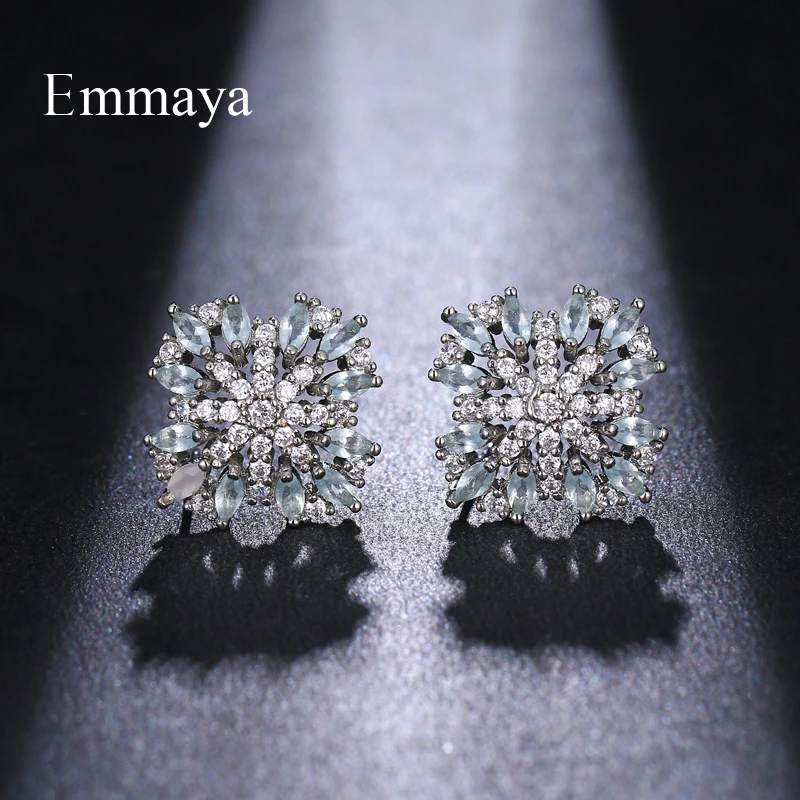 Emmaya Fashionable Geometry Radial Light Emitting Shape Stud Earring Imaginary Cubic Zircon For Women Decoration In Banquet