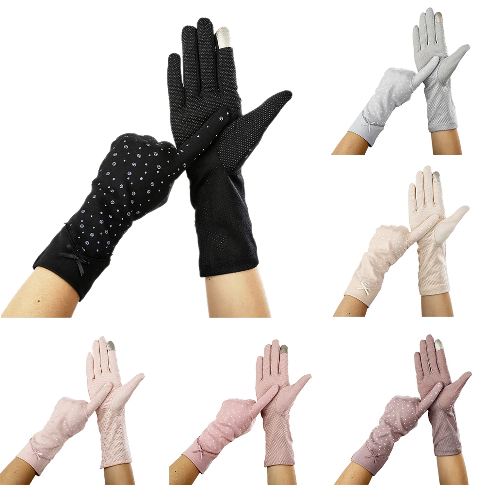 

Summer Spring Stretch Sunscreen Anti-Uv Anti-Slip Glove Breathable Mittens Women Driving Gloves Lace Fingerless Gloves