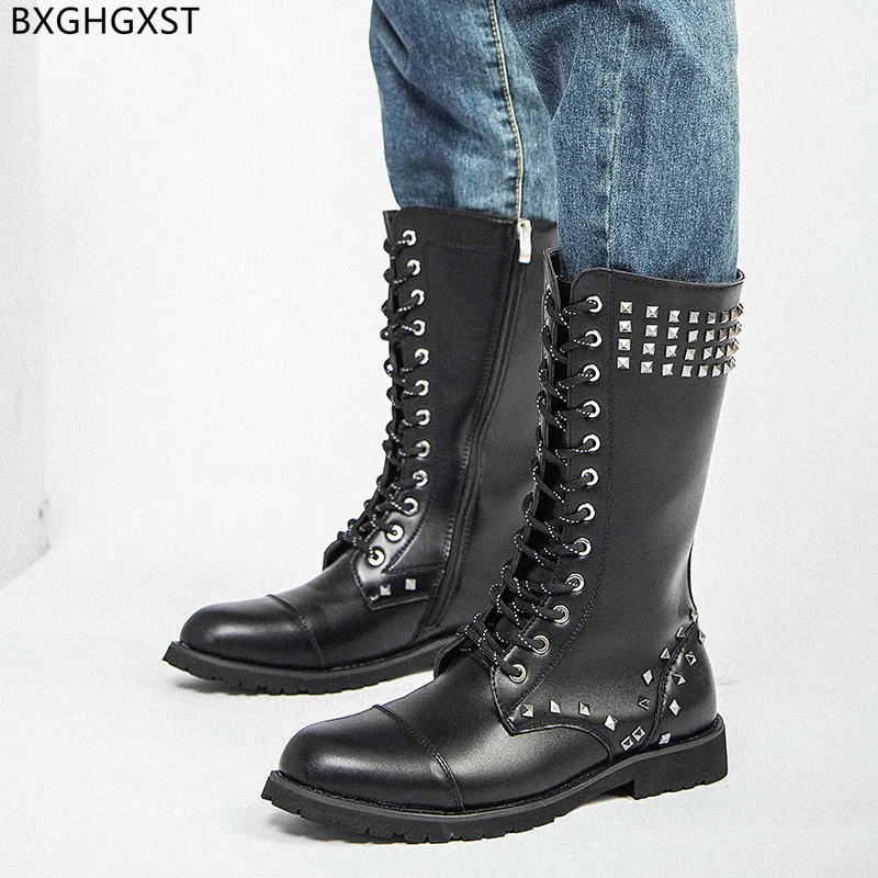 

Black Motorcycle Boots for Men Male Army Boots Man Shoes High Quality Leather Boots Men Casual Shoes Designer Shoes for Man 2024