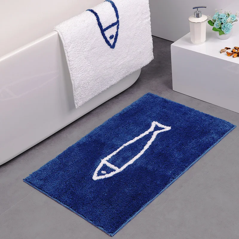 Modern Fish Non Slip Bath Mat for Tub Water Absorption Bathroom Carpet Doormat Winter 45*120cm Bedside Mat Shaggy Floor Carpet