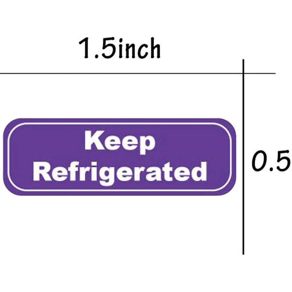 Purple Keep Refrigerated Stickers Waterproof 1.5 Inch  Fluorescent Rectangle Labels Refrigerated Stickers 500 Adhesive Labels