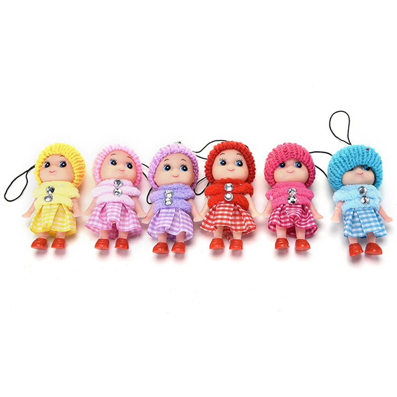 1PC Super Cute 8cm Plush Dolls Keychain Soft Stuffed Toys Keyring Mini Plush Animals Key Chain Doll Random Color