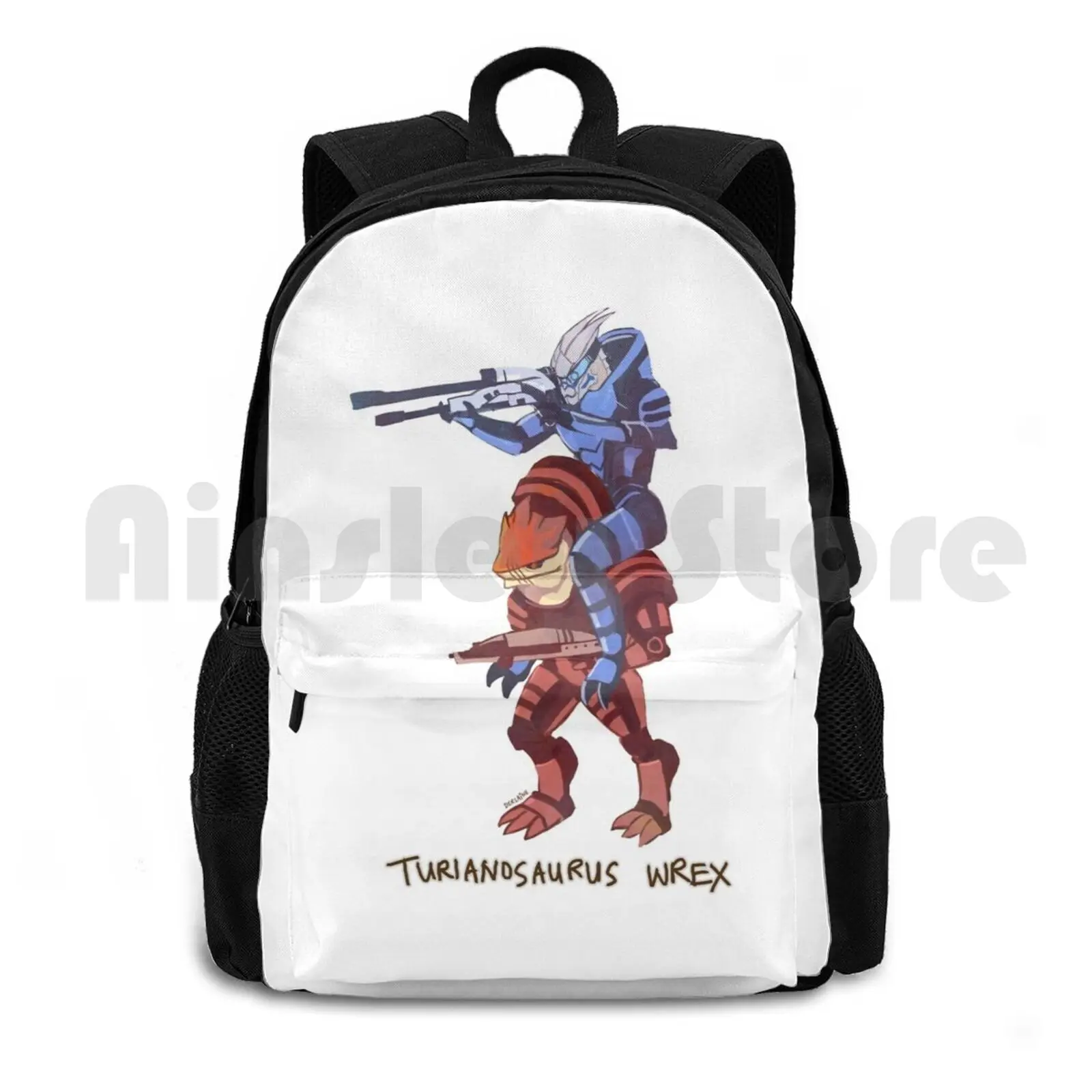 Turianosaurus Wrex Outdoor Hiking Backpack Riding Climbing Sports Bag Mass Effect Bioware Video Games Garrus Wrex T Rex