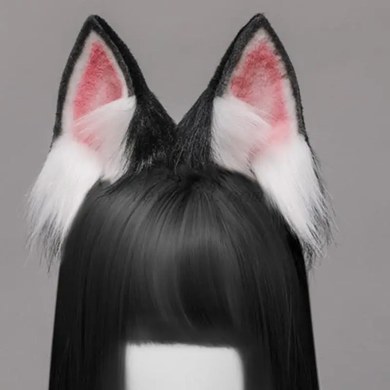 Meninas de pelúcia animal cão orelhas cabelo hoop lolita adorável artesanal festa headdress anime cosplay festa kawaii acessórios