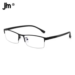 JM Men Women TR90 Elastic Computer Blue Light Glasses Frame Semi-Rimless Clear Anti Blue Light Glasses