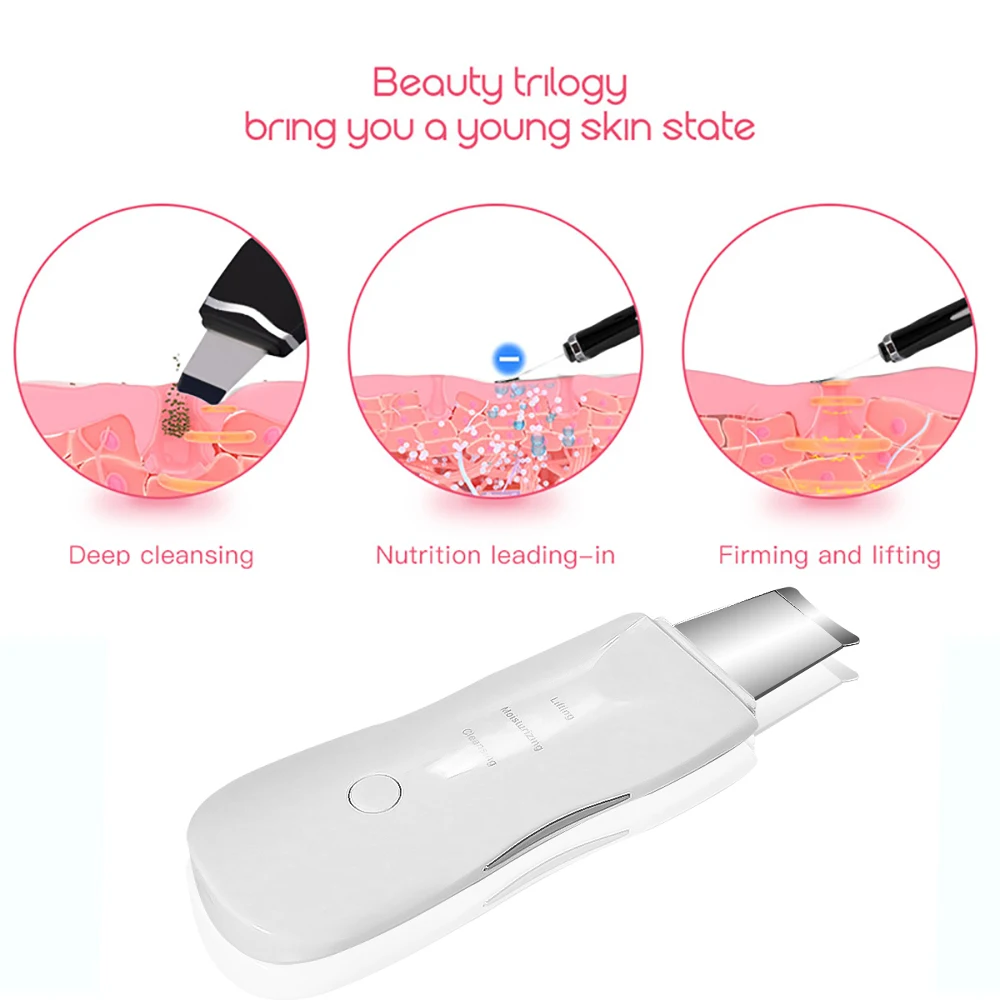 Ultrasonic Deep Skin Scrubber, Massageador Facial, Deep Vibrate Cleaner, Shovel Face Scrubber, Peeling Black Head Remover