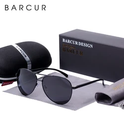 BARCUR Men's Sunglasses Brand Designer Pilot Polarized Male Sun Glasses Eyeglasses gafas oculos de sol masculino For Men