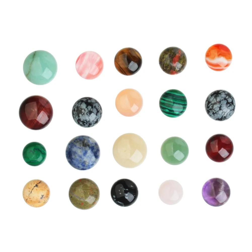 10PCS Natural Stone Cabochons  6/8/10/12mm Mixed Color Cabochon Round Flat Back Spacers For DIY Ring  Jewelry Making Supplies