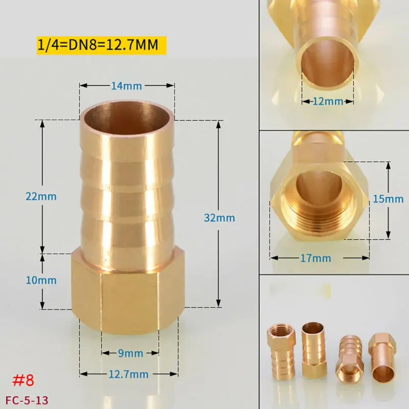 Raccordi per tubi raccordo per tubo flessibile in ottone raccordo per carburante aria Gas tubo flessibile per acqua olio da 4mm-16mm a 1/8 ''1/4'' 3/8 "filetto femmina rame