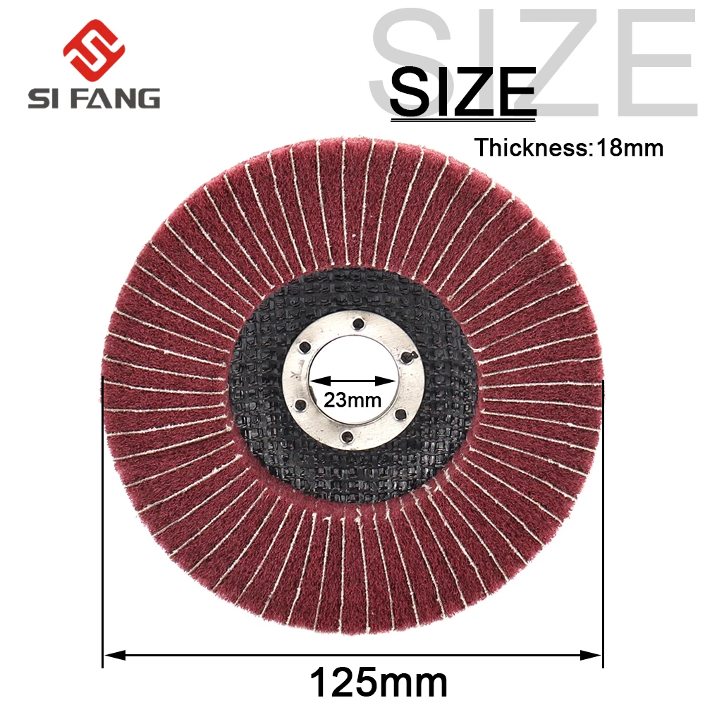 Disco de aleta de fibra de nailon de 125mm, rueda de pulido, almohadilla de fregado para amoladora angular, herramienta de pulido, grano 240
