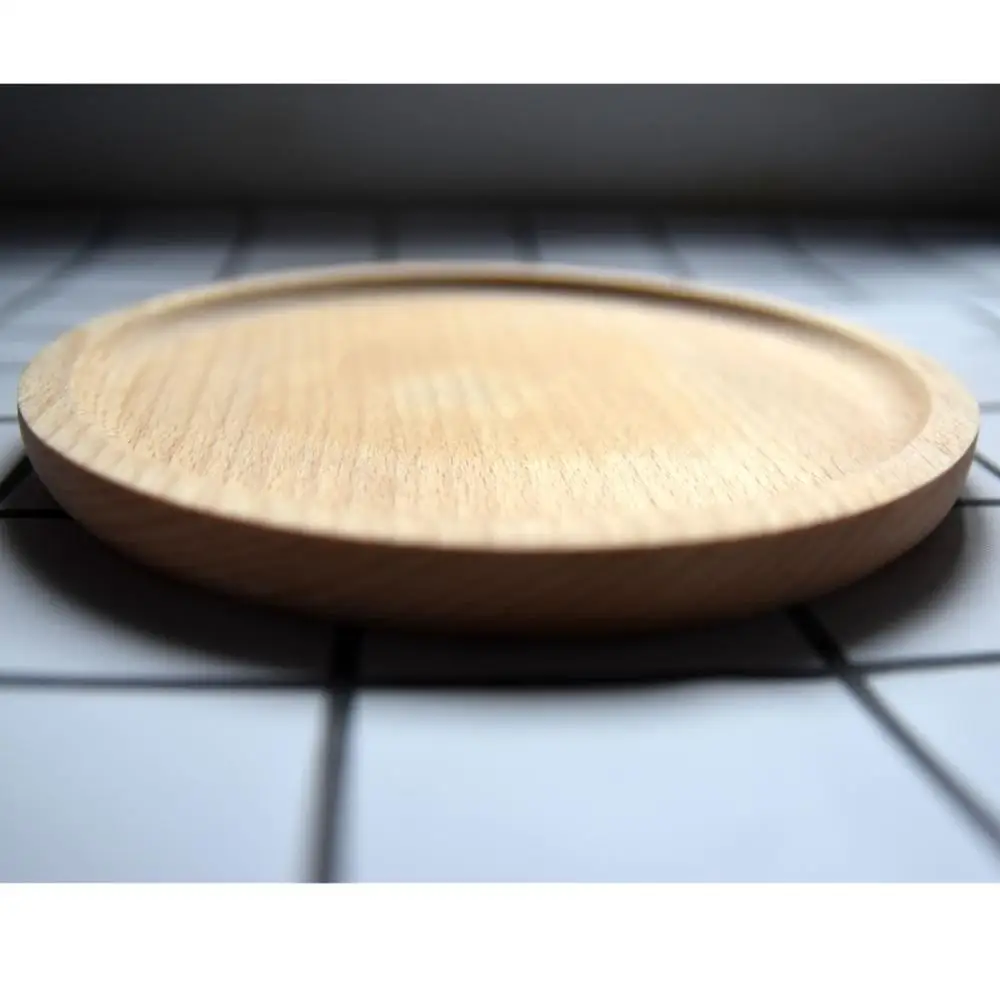 14cm Snack Plate Small Round Wooden Cake Fruits Dish Wood Sushi Board Wooden Tray  Personalized Tableware Customized Logo