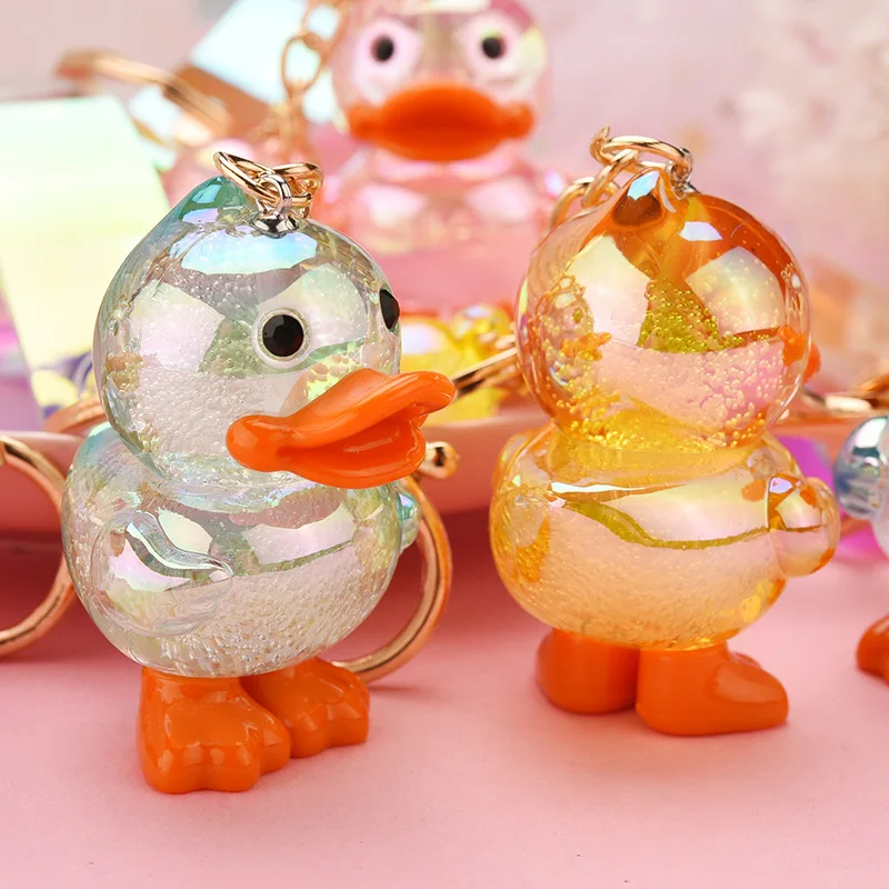 Cute Colorful Duck Keychain Fashion Cartoon Duck Animal Key Ring Women Couple Bag Car Pendant Key Chains Accessories Gift