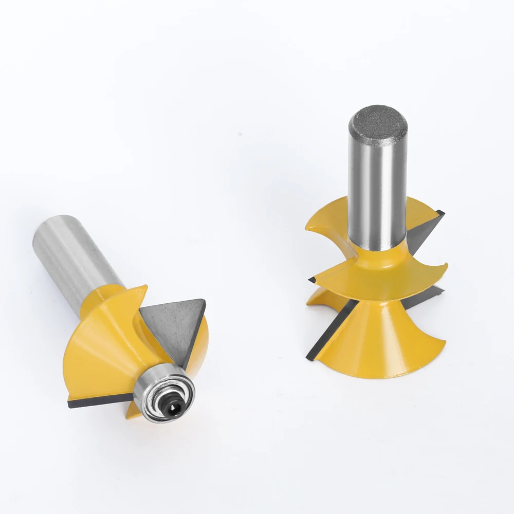 2pcs 12 MILLIMETRI 1/2 "Shank 90 Gradi V disegno Tingue Scanalatura Bordo Banding Router Bit Set Piastra di Giunzione la lavorazione del legno Fresa 079
