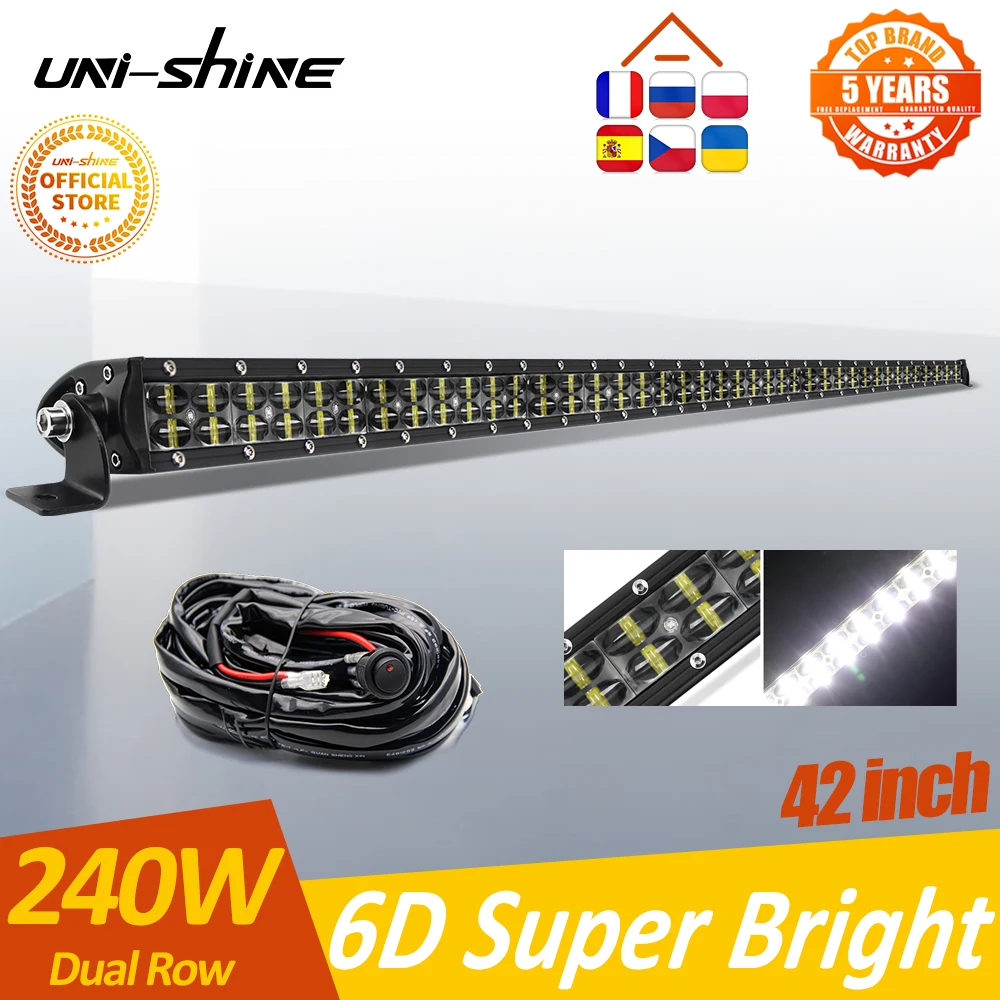 UNI-SHINE Dual Row Led Light Bar Offroad 36W 72W 120W 180W 240W 300W For UAZ Trucks 4x4 Spot Flood 12V 24V Led Work Barra Lights