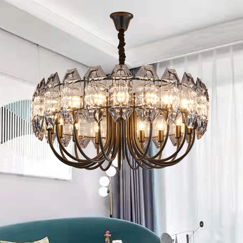 

American Luxury Crystal Chandelier Lighting Villa Duplex Floor Living Room Large Chandelier Dining Bedroom Hanging Lamp