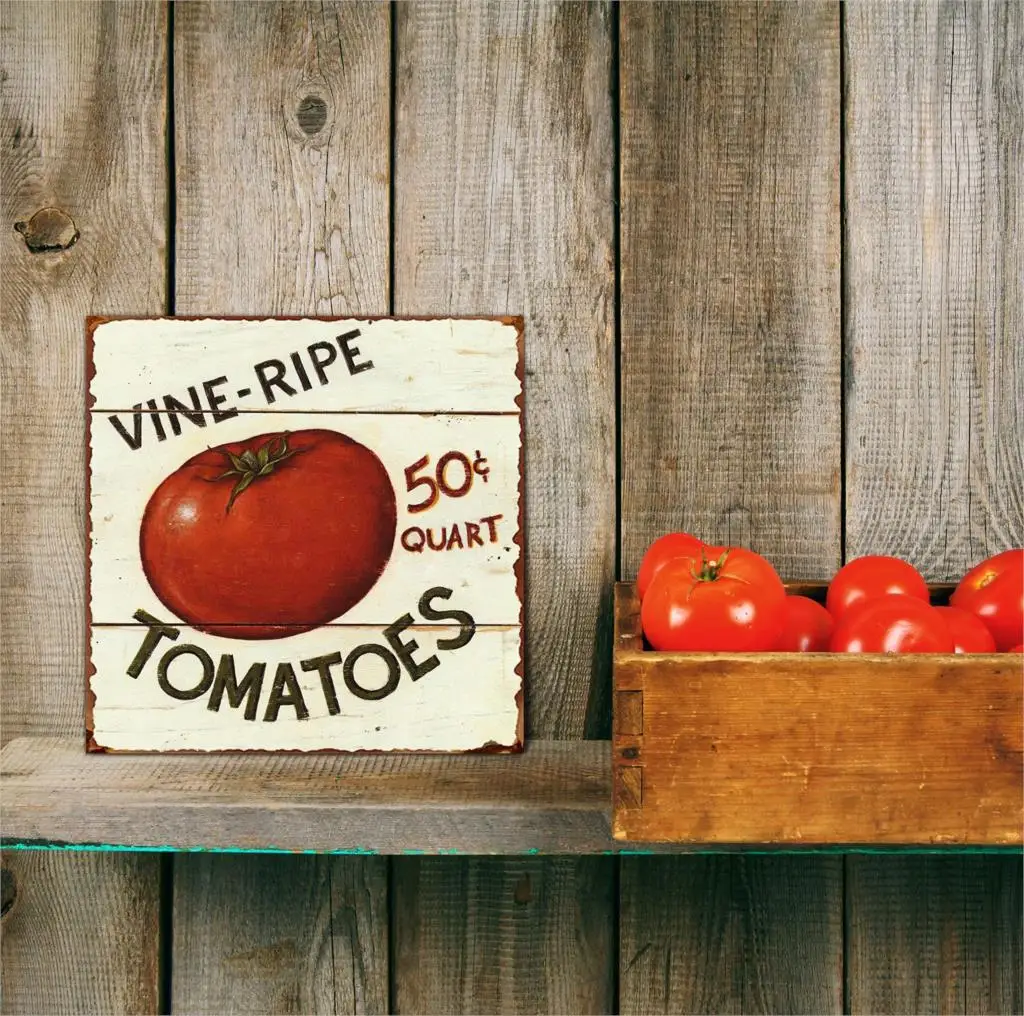 Vine Ripe Tomatoes Retro Vintage Tin Bar Sign Country Home Decor /8x12 INCH