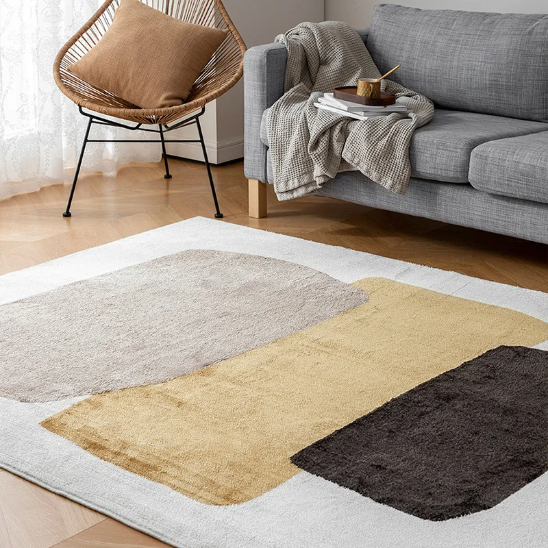 Modern Nordic Geometric Wood Floor Rug, Non-slip, Soft, Fluffy Carpet, Bedroom, Parlor, Home, Concise, Living Room