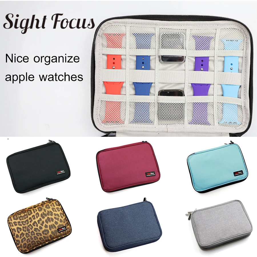 Double Layers 18 Slots Watch Box Watch Strap Organizer Data Cable Storage Pouch Bag For Watch Band With Width Of 1-50mm