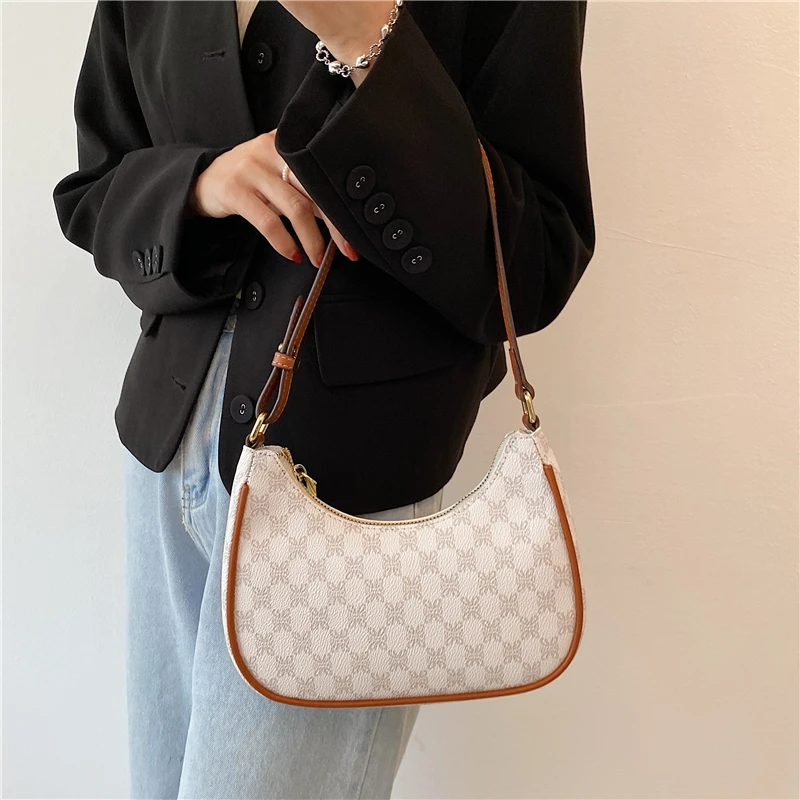 Hifashion Vintage Half Moon Small Shoulder Bags For Women 2023 Trend Luxury Designer PU Leather Purses Underarm Ladies Handbags