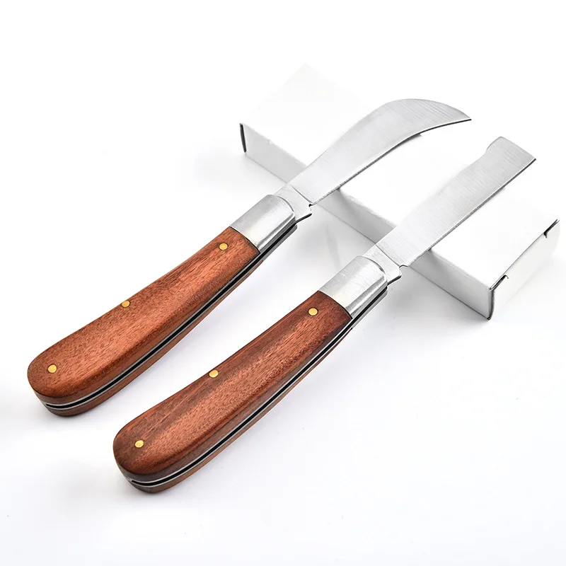 Swayboo Stainess Steel Mushroom Knife Wallpaper Rosewood Wood Handle Sickle Pocket EDC Utility Electrician Folding Knife