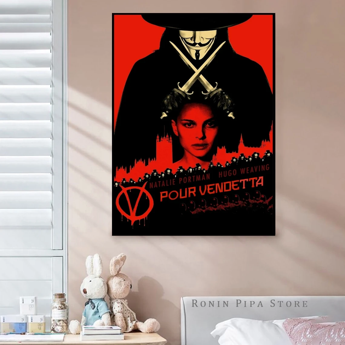 V Pour Vendetta Movie Cover Poster Art Print Canvas Painting Wall Pictures Living Room Home Decor (No Frame)
