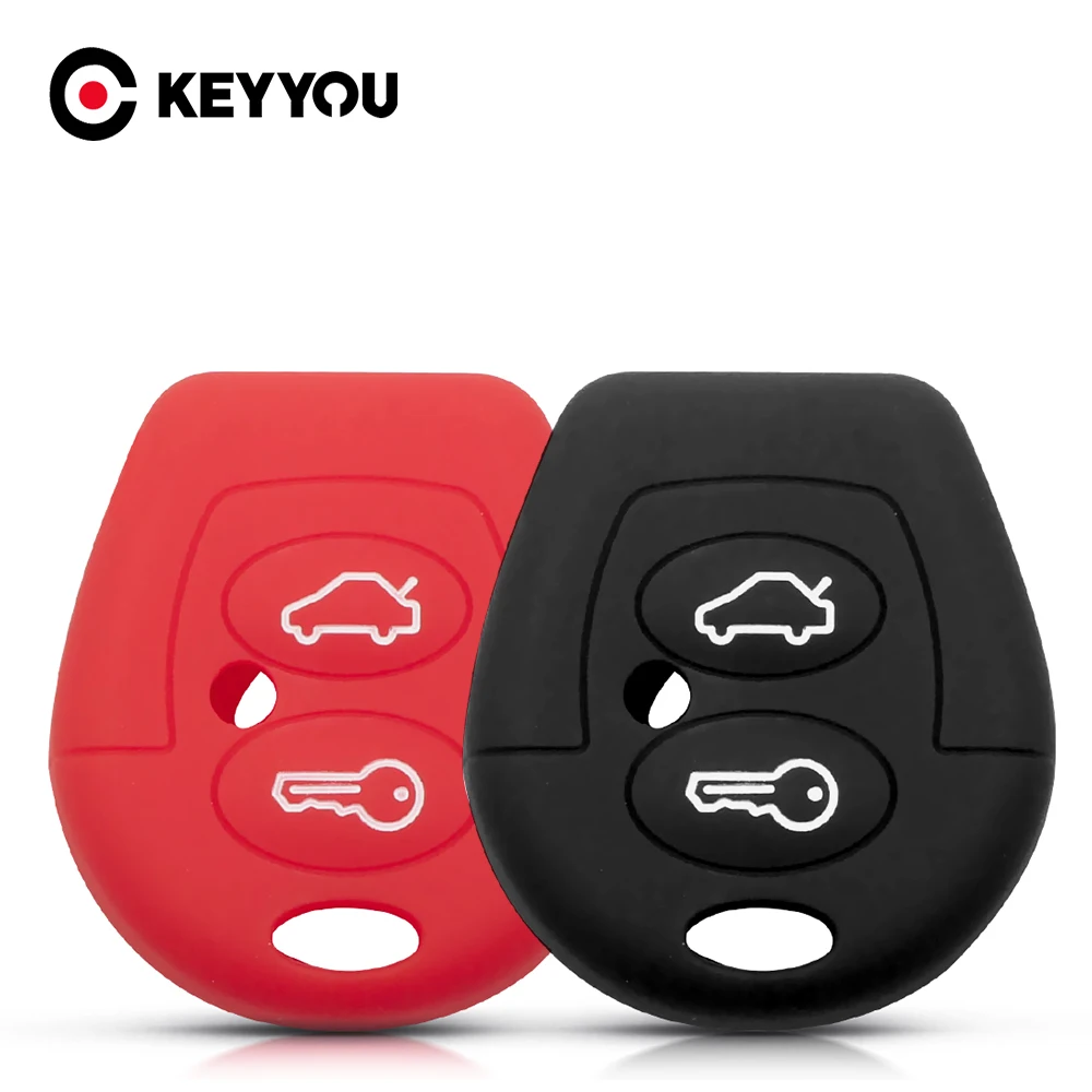 KEYYOU Silicone Key Case Cover For For VW Polo Golf Jetta Bora Sharan For Seat Ibiza Leon 2 Buttons Car Protector Key Fob Shell