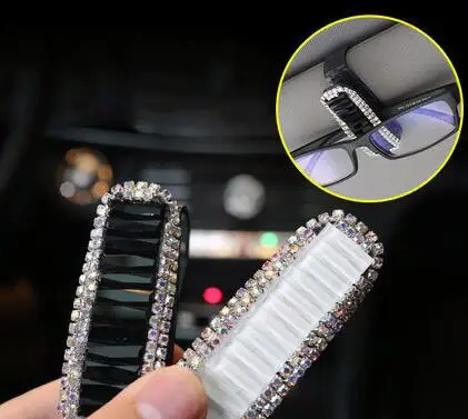 Auto Fastener Clip Rhinestone Diamond Car Sun Visor Glasses Sunglasses folder Ticket Receipt Card Clip Storage Holder Accessorie