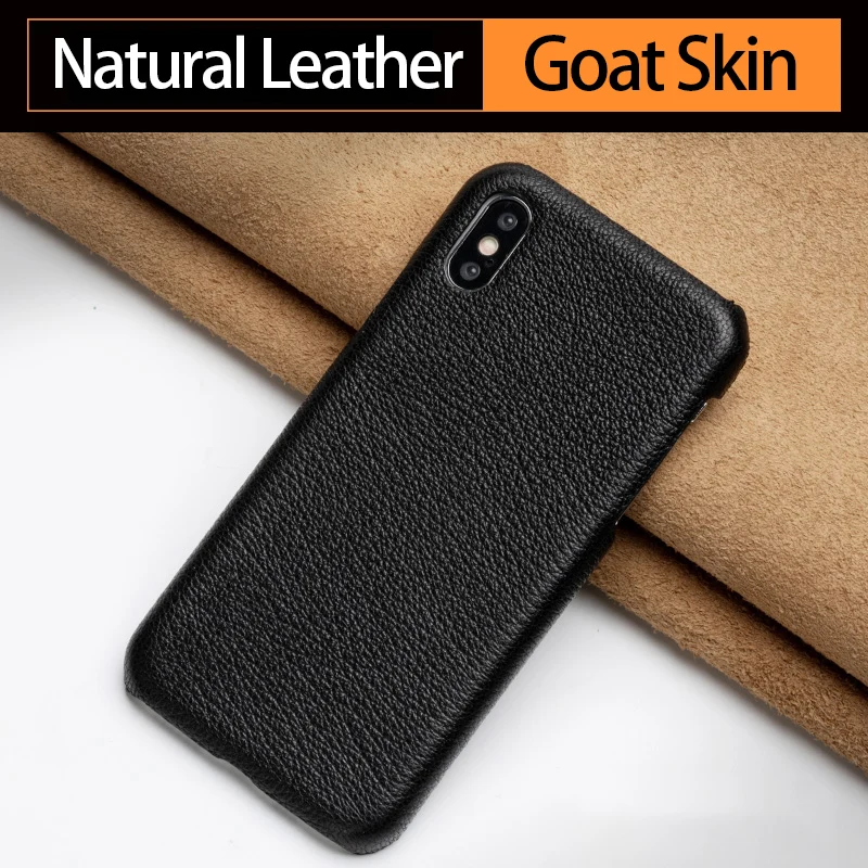 Genuine Leather Phone Case For iPhone 14 13 Mini 12 Pro For Apple X XS Max XR 6 6S 7 8 Plus SE Natural Goat Skin Sheep Cover