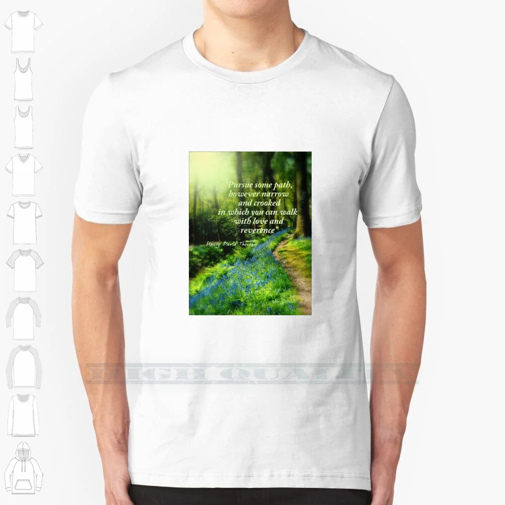 The Pathway 100% Cotton T Shirt Bluebells Pathway Bluebell Path Charmiene Maxwell Batten Blackbury Camp England Springtime